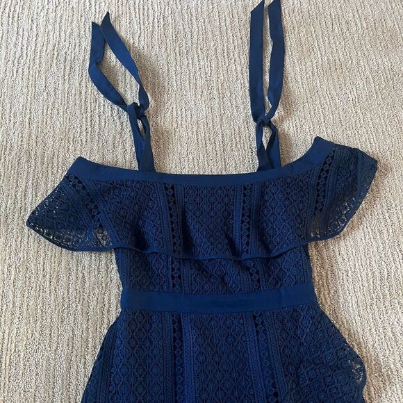 Chelsea28 Blue Off the Shoulder Tie dress - Picture 4 of 8